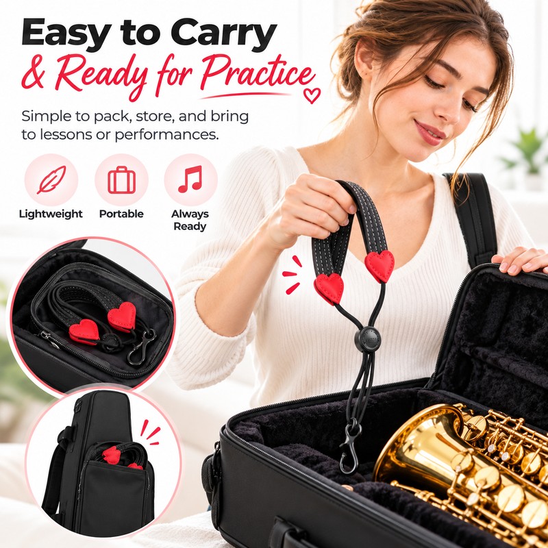 Adjustable Clarinet Neck Strap for Instrument Support – Soft Padded