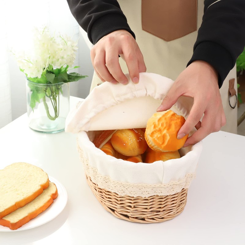 YAHUAN Round Bread Basket Serving Woven Bread Baskets Wicker Basket
