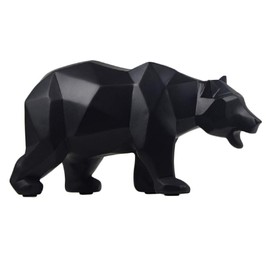 Abstract Sculptures Home Decor Animal Figurines Geometric Surface Statues (Black Bear)