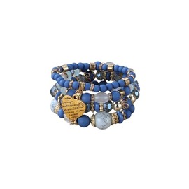 Bohemian Beaded Stretch Bracelet Set Boho Crystal Bracelet Mother's Day Birthday Jewelry Gifts for Women Mom Grandma(Purple Blue)