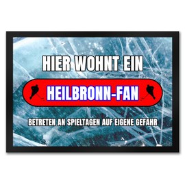 speecheese Hier wohnt Ein Heilbronn-Fan Doormat 35 x 50 cm with Ice Cream Floor Motif Sports Fan Heilbronn Sport Athletes