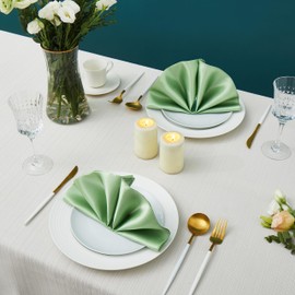 Counfeisly 16 Pack Square Satin Dinner Napkins, 17x17 Inches Silky Soft Smooth Table Cloth Napkins for Restaurant Weddings Banquet Party Decoration, Sage Green