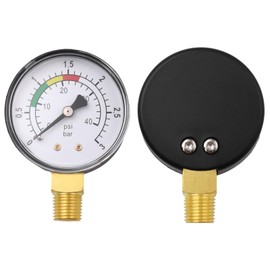 NVGFTG Black Pressure Gauge Water 1/4 Inch Pool Pressure Gauge Compressed Air 0-3 Bar / 40 PSI Pressure Gauge Water Pressure Gauge Sand Filter System Water Pressure Gauge for Gas and Water