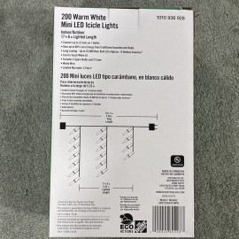 Home Accents Holiday 200 Warm White Mini LED Icicle Light Set 17.5 Ft