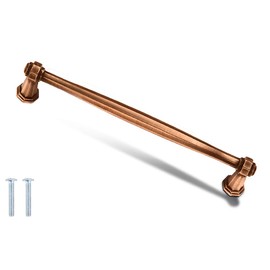 Decoranddecor Antique Brass Copper Silver Matt Black Pewter Door Pull Handle Kitchen Cupboard Cabinet Drawer Pull (224mm Hole Center, Antique Copper)