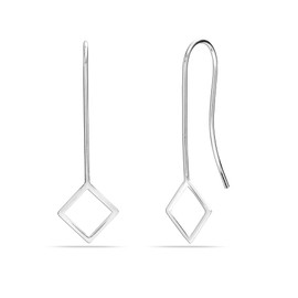 LeCalla 925 Sterling Silver Jewelry Square Shaped Light-Weight Dainty Threader Wire Teardrop Dangle Earrings for Women