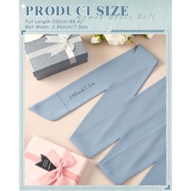 Glitopper Women Chiffon Sash Belt Dress Sash Waist Bridal Wedding Belt 50s Accessories 3'' Wide(Dusty Blue,Classic Style)