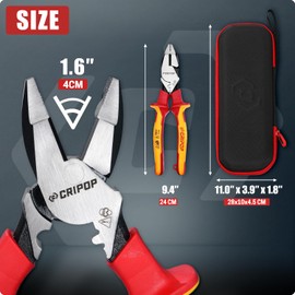 CRIPOP Insulated Linesmen's Pliers with Tool Storage Case, 9 Inch 1000V Insulated Electrician Combination Pliers Multipurpose Lineman Plier with Wire Cutter/Crimper