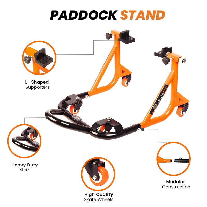 GRAND PITSTOP Universal Adjustable Rear Paddock Stand for Motorcycles with