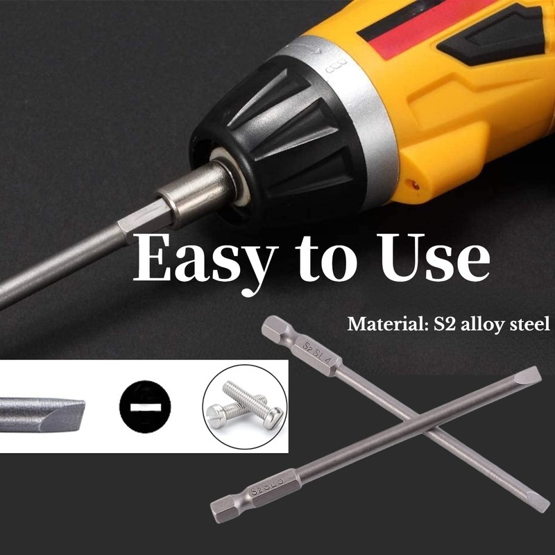 4pcs 100mm Magnetic Flat Head Slotted Tip Screwdrivers Bits Set