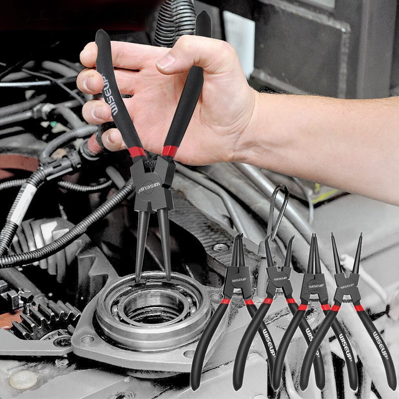 WISEUP Snap Ring Pliers Set Heavy Duty,4PCS-9 inch long Internal/External