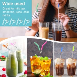 Reusable Stainless Steel Straws Set 6 PCS with Silicone Tips, Straw Brush, Storage Case, Different Sizes of Metal Straws Reusable, Suitable for Brands and Sizes of Cups Tumbler