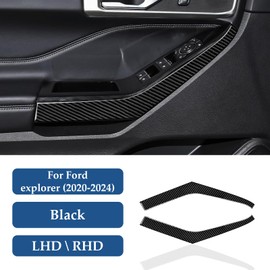 Car Carbon Fiber Decal Front Door Panel Sticker Interior Trim Cover for Ford Explorer Sport 2020 2021 2022 2023 2024 Accessories