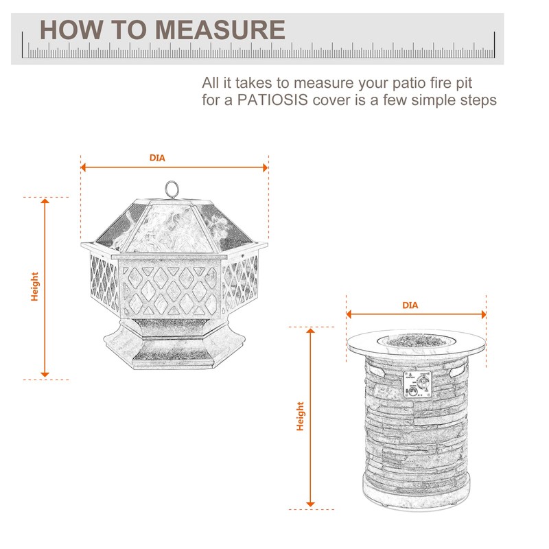 PATIOASIS 32 inch Outdoor Fireplace Cover - Waterproof, UV-Resistant Round