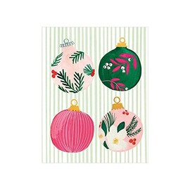 Caspari Painted Christmas Ornaments Gift Enclosure Cards - 4 Mini Cards & Envelopes