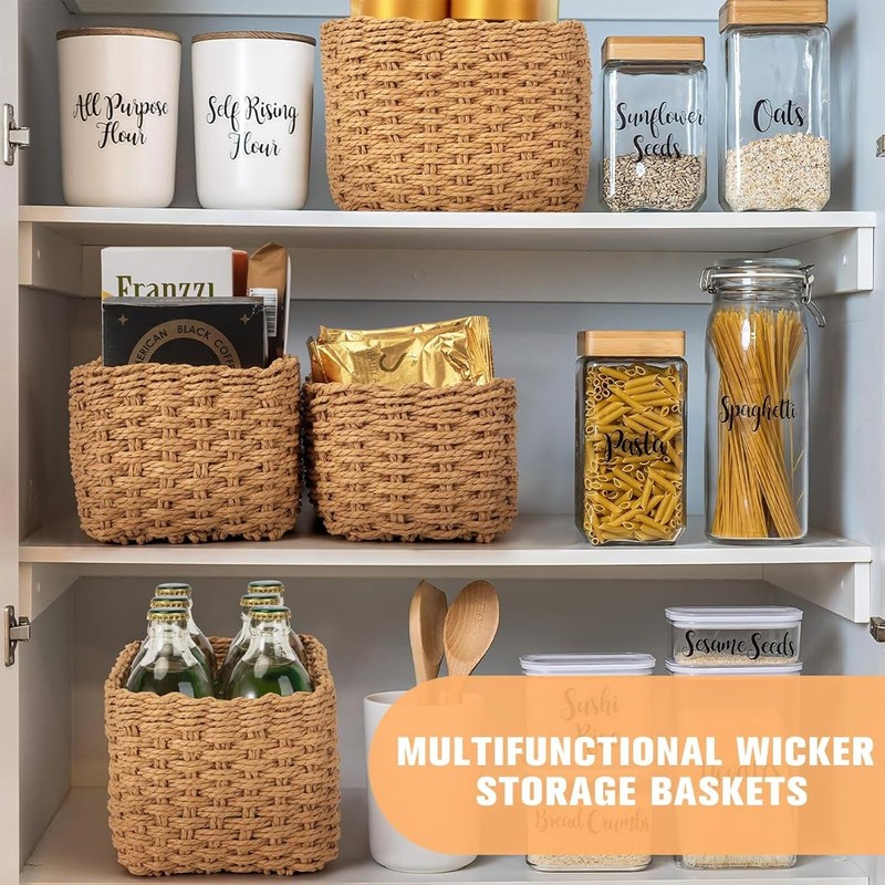 AIMALL 4-Piece Hand-Woven Storage Basket Set – Multi-Sized Straw Sundries