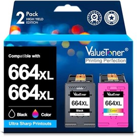 Valuetoner Cartucho de Tinta de Mayor Capacidad para 664XL Repuesto para HP 664 664XL 664 XL Tinta Compatible con HP DeskJet Ink Advantage 1115 3635 3636 3775 3835 3838 4675 5275 (1 Negro 1 Color)