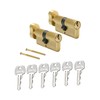 Solid Brass Key Aliked Lock Cylinder with 3 Brass Keys