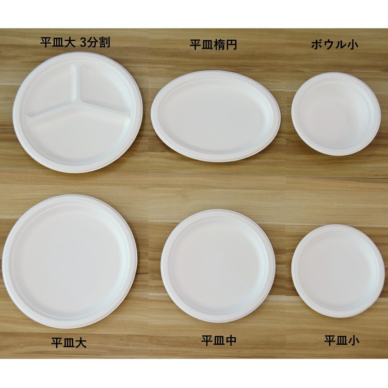 Disposable Dishes Eco Durable Bagasse Plates Flat Plates Medium 50