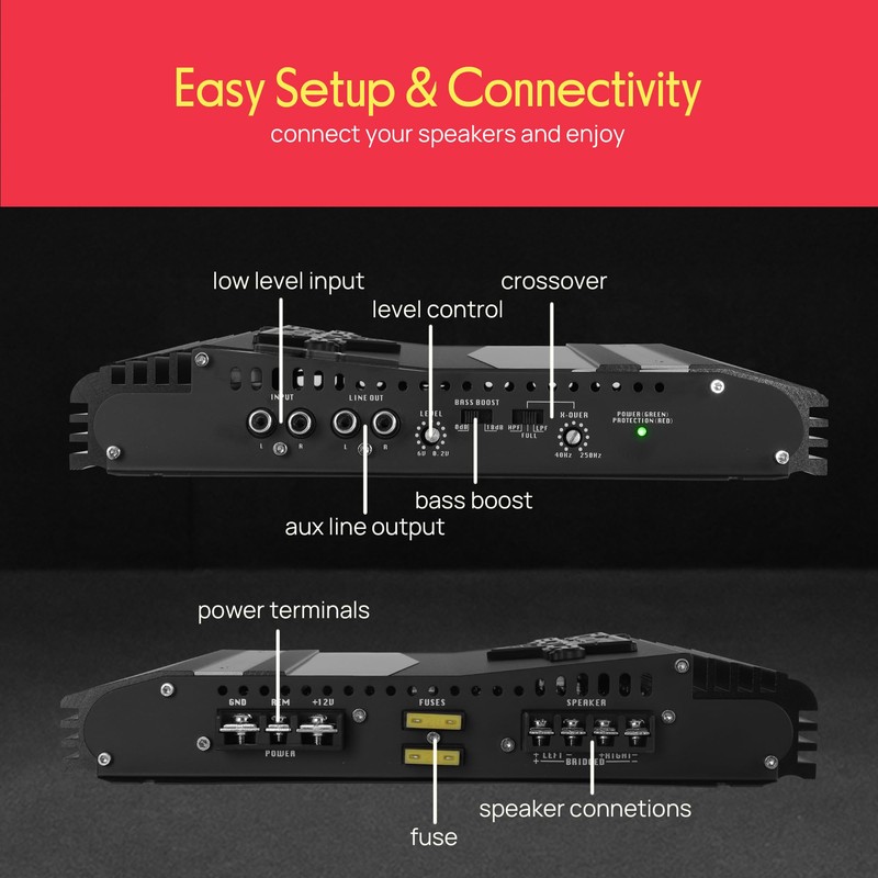 Lanzar 2-Channel High Power MOSFET Amplifier - Slim 800 Watt