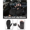 RIGWARL Winter Fingerless Gloves for Men Women, Convertible Mittens Flip