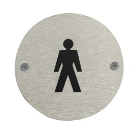 Fire Door Guru® Door Sign - 76mm Disc - Stainless Steel Safety Sign - Fixings Included (Male)