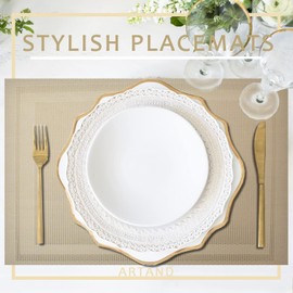 DACHUI Placemats Set of 6, Linen Look Woven Place Mats, Water Resistant, Heat Resistant, Washable, Durable Table Mats (Beige)