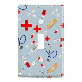 GRAPHICS & MORE Nurse Doctor Pattern Healthcare Stethoscope Thermometer Plastic Wall Decor Toggle Light Switch Plate Cover