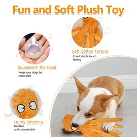 Topnique Dog Squeaky Toy Set - Octopus and Crocodile Design, 2-Pack, Durable Plush Toys for Large Dogs, Interactive Play, Sturdy, Soft, and Crinkly, Ideal for Small to Large Dogs (Orange & Green)