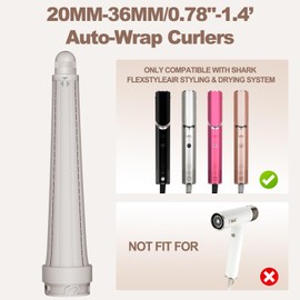 Luresta Long Curling Iron Conical Barrels Attachment for Shark FlexStyle Blow Dryers Accessories, 0.78-1.4Inch Auto-Wrap Curlers for FlexStyling System,to Defined Curls or Voluminous Bouncy Waves
