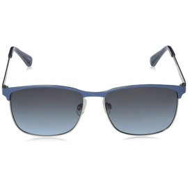 SOUTHPOLE Men's Retro Rectangular Sunglasses, Matte Silver & Blue, 57 mm