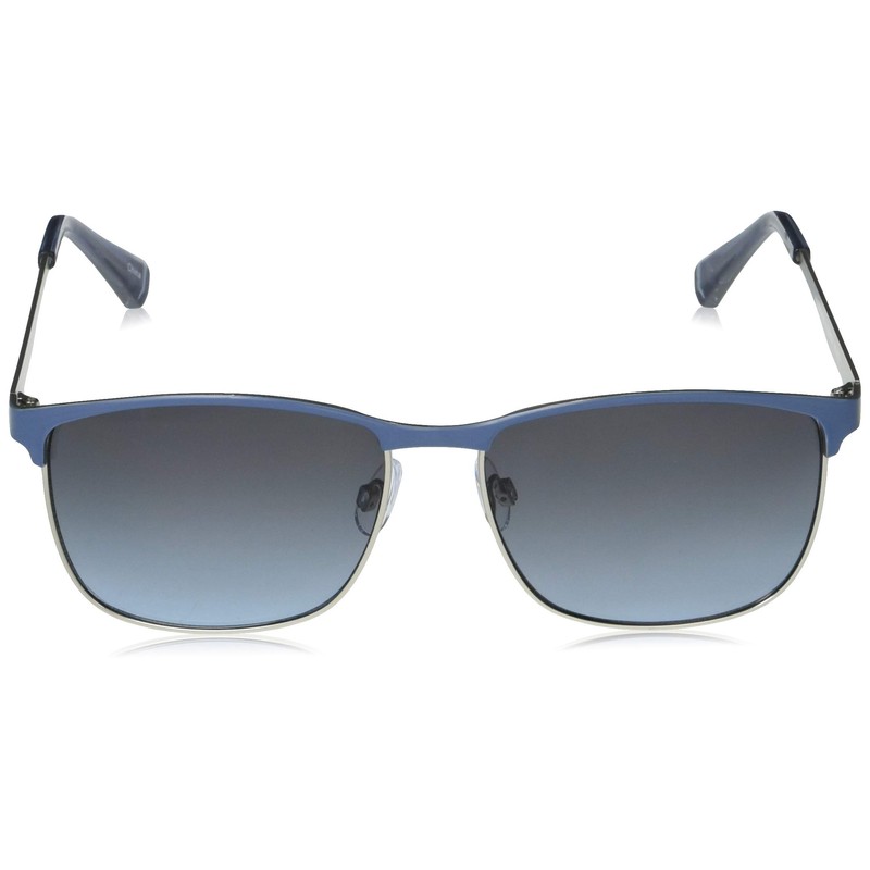 SOUTHPOLE Men's Retro Rectangular Sunglasses, Matte Silver & Blue, 57