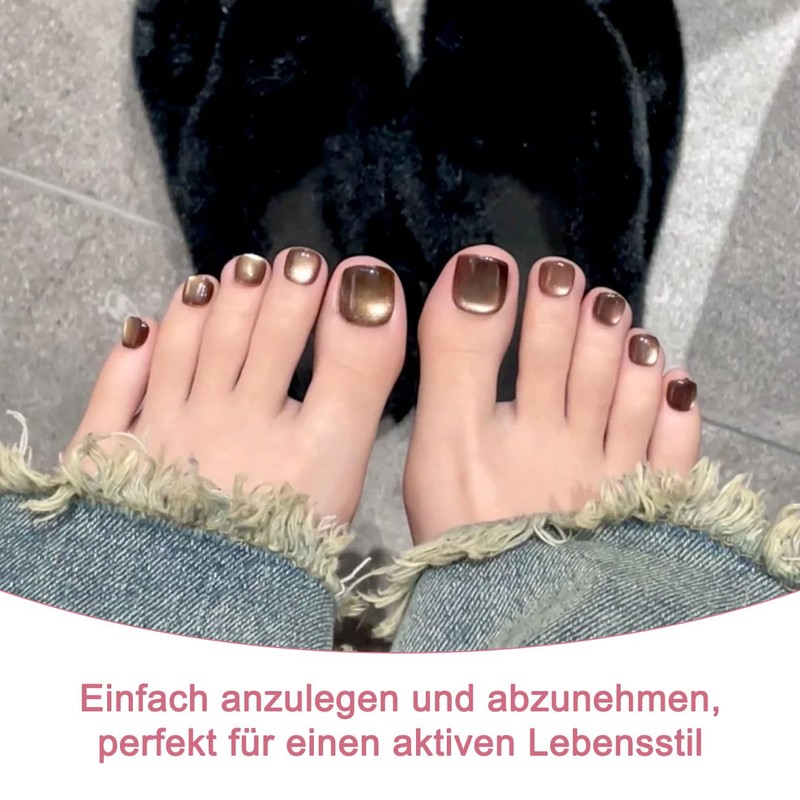 Auriselle Pack of 14 Crystal Cat Eye Press On Toenails,