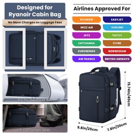 OTAHGK Hand Luggage 40 x 20 x 25 for Ryanair Underseat Travel Backpack 20L Waterproof Cabin Bags Aeroplane Suitcase Backpack Laptop Backpack Casual Daypack School Office Bag, blue, Casual
