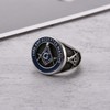 INRENG Men's Stainless Steel Vintage Freemason Masonic Biker Rings Blue