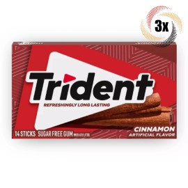 Trident 3x Packs Trident Cinnamon Flavor Sugar Free Chewing Gum - 14 Sticks Per Pack