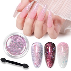 Born Pretty Auroras Reflective Glitter Nail Powder Chameleon Polarized Sparkling Shiny Nail Glitter Holographic Flakes Glitter Dust Shiny Powder Pigment Nail Supplies for Nail Art Manicure DIY Design