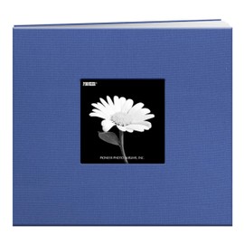 Pioneer 8-Inch by 8-Inch Postbound Fabric Frame Cover Memory Book, Sky Blue