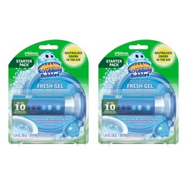 Scrubbing Bubbles Fresh Gel Toilet Bowl Cleaning Stamps, Helps Keep Toilet Clean and Helps Prevent Limescale & Rings, Rainshower Scent, 1 Dispenser with 6 Fresh Gel Stamps (2 Pack)