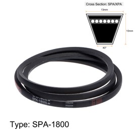 sourcing map SPA1800 V-Belt Drive Belt 1800 mm Pitch Length Rubber Power Transmission