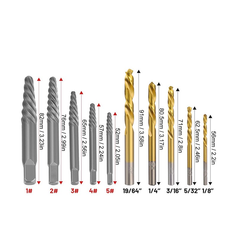 10PCS Screw Extractor Set Heavy Duty Bolt Extractor Set Left