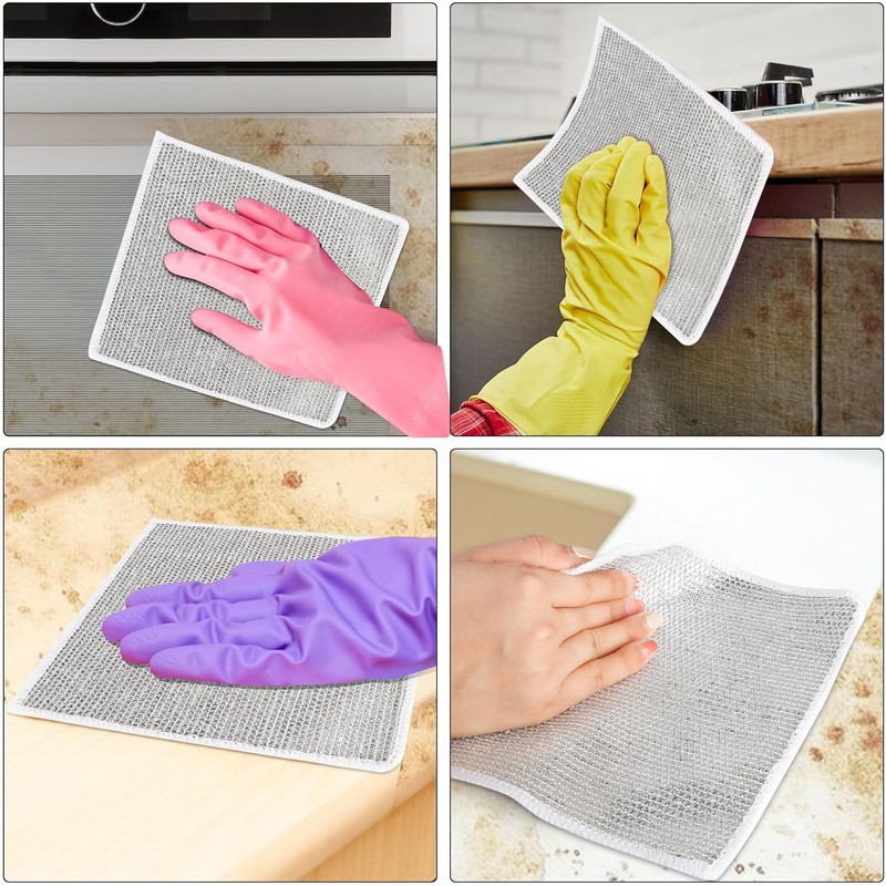 Steel Wool Dishwashing Rag Dish Scrubber for Wet and Dry
