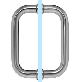 Dynasty Hardware 6" Back to Back Tubular Shower Door Pull For Frameless Shower Doors, Satin Nickel, With Trim Washers