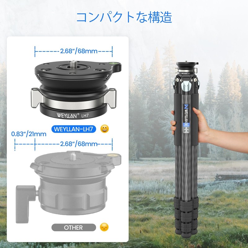 WEYLLAN LH7 Leveling Base Tripod Leveling Base Camera Leveler with