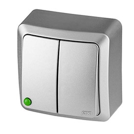 ELEKTRO-PLAST BERG Surface-Mounted Double Switch Double Switch Silver Compact