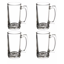 Greenbrier International Heavy Duty Glass Beer Mug Set of 4