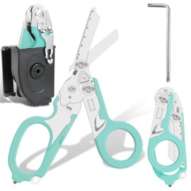 Lemasa Lemasa 6-in-1 trauma shears - emergency responders, outdoor emergencies, medical staff, and outdoor camping, this combination clipper includes a folding storage box (Aqua blue)
