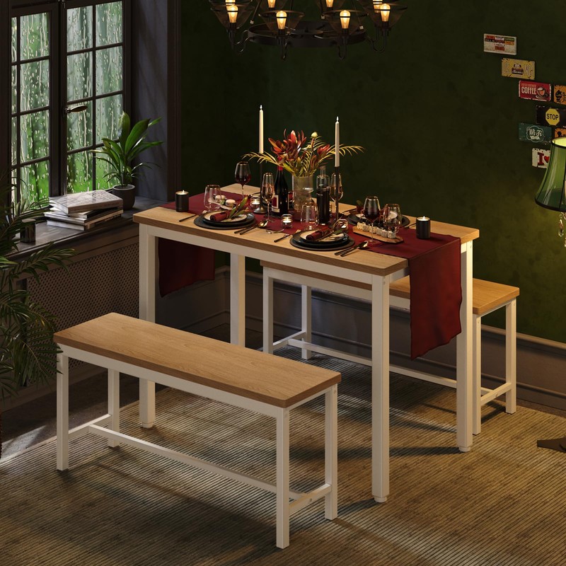 Tatub Dining Table Set for 4, 3-Piece Kitchen Table with