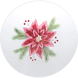 Pavilion Gift Company Holiday Winter Poinsettia Candle Tray, Red