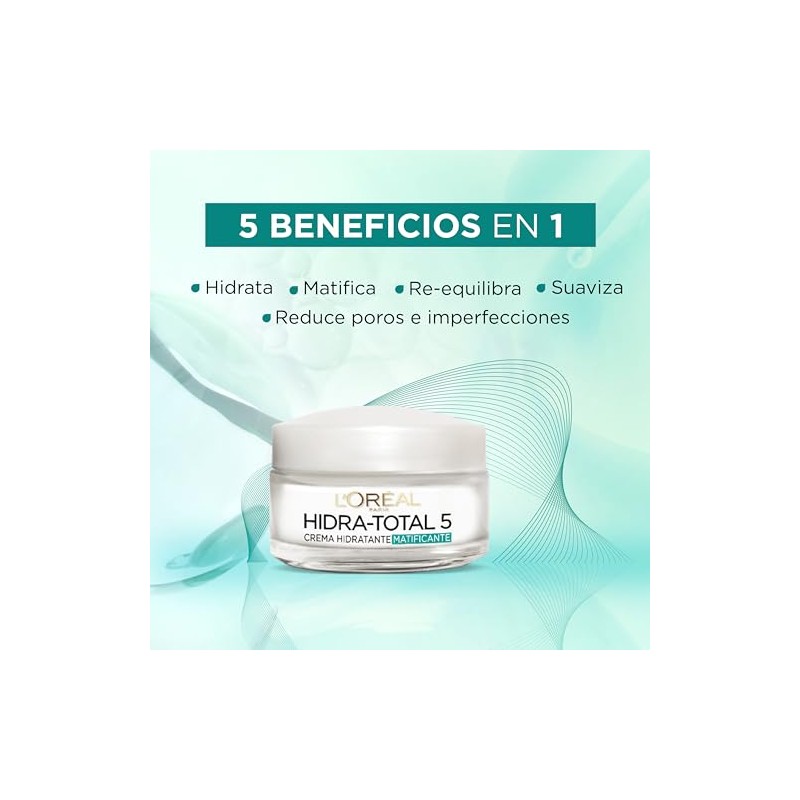 LOreal Paris, Crema Anti-Brillo Hidra Total 5 Matificante, 50Ml